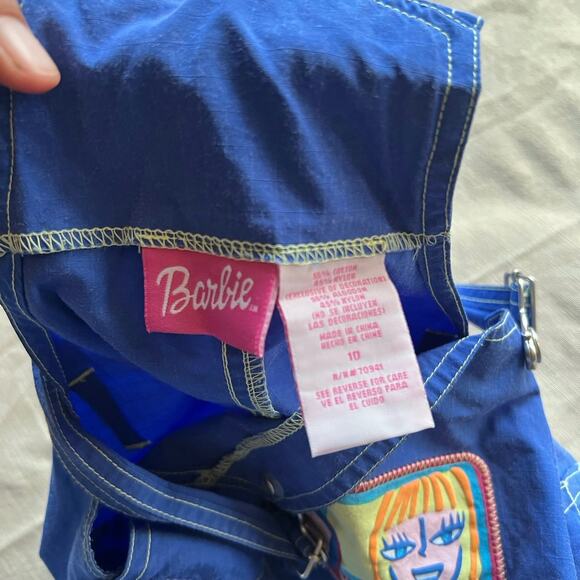 Vintage 1990s 🩷 BARBIE 🩷 Nylon Overall Jumper Dress Girls SZ 10 - Picture 2 of 9